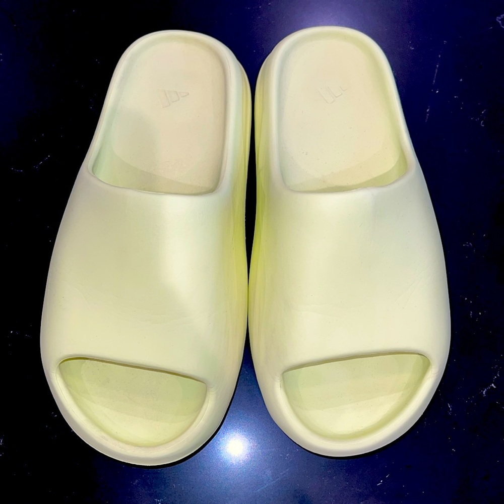 Green lime Yeezy slides